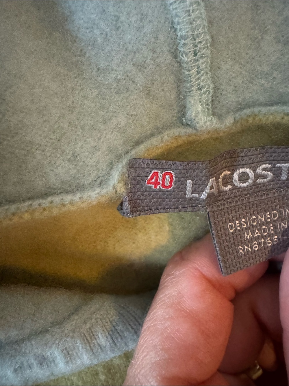 Lacoste Kids 100% Cashmere Colorblock Sweater Youth XL 16 Green Blue Crocodile - Picture 8 of 9